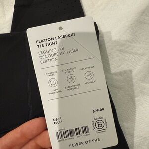 NWT Athleta Black Elation Lasercut 7/8 Legging